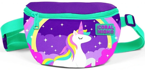 Coral High Mor Yeşil Unicorn Baskılı Kız Çocuk Günlük Bel Çantası ürün görseli 1