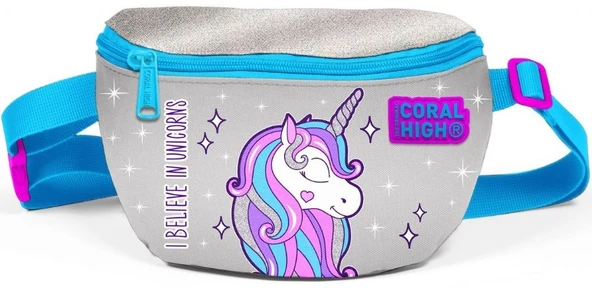 Coral High Kız Çocuk Gümüş Unicorn Çocuk Günlük Bel Çantası ürün görseli 1