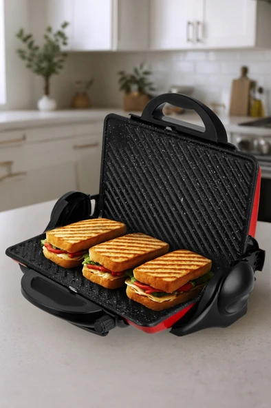 Awox Orion Tost Ve Izgara Makinesi 180 Derece Açılabilir 1800w Kırmızı ürün görseli 1
