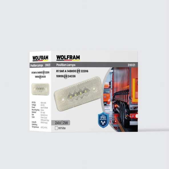 wolfram Side Marker Yan Pozisyon Lambası Beyaz Renk Led 24V 2W E9-R10 Belgeli ürün görseli 1