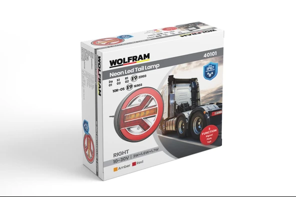 wolfram Led Yuvarlak 3 Fonksiyonlu Stop-Sinyal-Park Lambası 10-30V E9 Belgeli Sağ ürün görseli 1