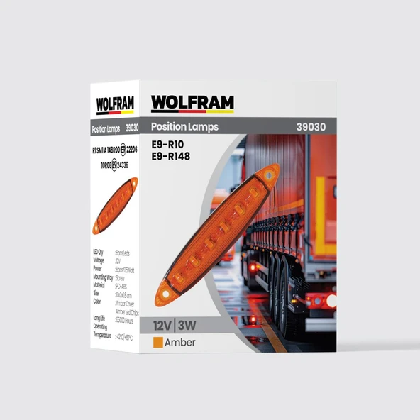 wolfram Led Yan Pozisyon Lambası Amber Renk Parmak Led 12V 3W E9-R10 Belgeli ürün görseli 1