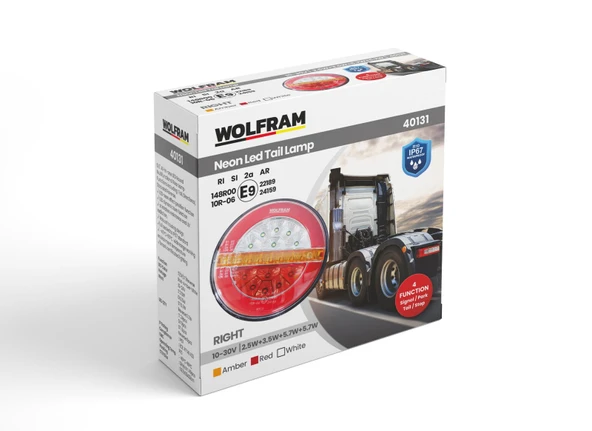 wolfram Led Yuvarlak 4 Fonksiyonlu Stop-Sinyal-Park-Geri Vites 10-30V E9 Belgeli Sağ ürün görseli 1