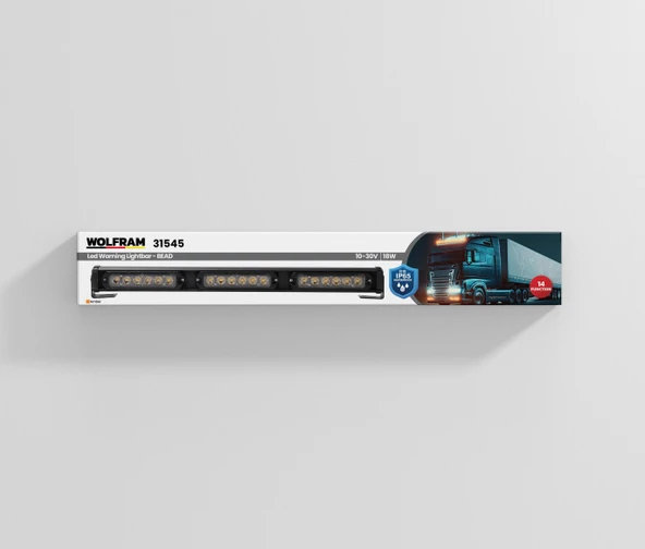 wolfram Led İkaz Lambası Yuvarlak Modül 14 Fonksiyon 45 cm 10/30V E-Belgeli 18W ürün görseli 1