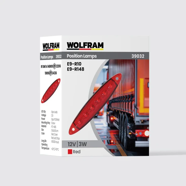 wolfram Led Yan Pozisyon Lambası Kırmızı Renk Parmak Led 12V 3W E9-R10 Belgeli ürün görseli 1