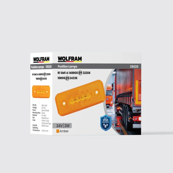 wolfram Side Marker Yan Pozisyon Lambası Amber Renk Led 24V 2W E9-R10 Belgeli ürün görseli 1