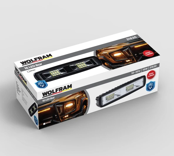 wolfram Led Gündüz Farı Alttan Bağlantı Dikdörtgen 12/24V E-Belgeli 16W ürün görseli 1