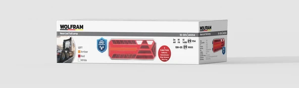 wolfram E9 Led 6 Fonksiyonlu Arka Stop Lambası Amber-Kırmızı-Beyaz 10-30V ürün görseli 1