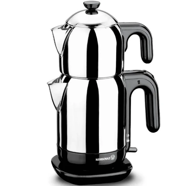 Korkmaz A369 Demtez 1600 W Paslanmaz Çelik Çay Makinesi - Inox/Siyah ürün görseli 1