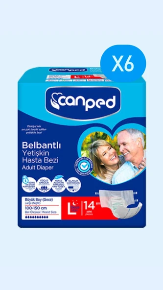 Canped Tekstil Yüzeyli Belbantlı Gece Büyük Boy L 14'lü 6 Adet Hasta Bezi ürün görseli 1