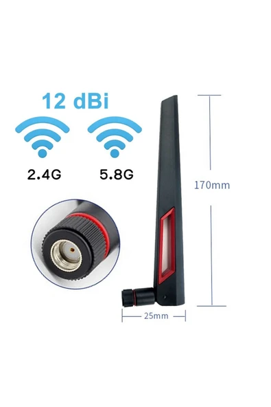 12dbi Dual Band Anten Rp Sma Erkek ürün görseli 1