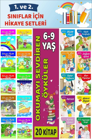 1.ve 2.Sınıflar İçin Okuma Alışkanlığı Kazandıran Mükemmel 20 li Büyük Boy Hikaye Seti 5 ürün görseli 1