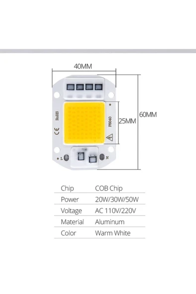 50W 220V Warm White - Resim 7