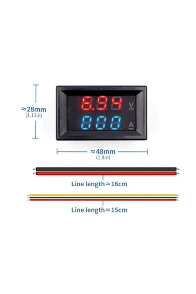 100V 10A Voltmetre Ampermetre DSN-VC288 - Resim 7