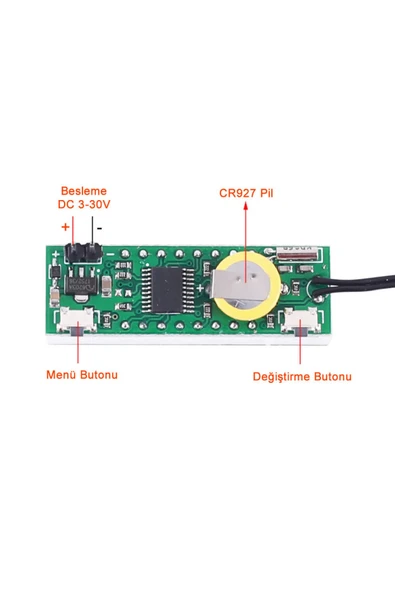 3 in 1 Voltmetre Termometre Saat - Resim 7