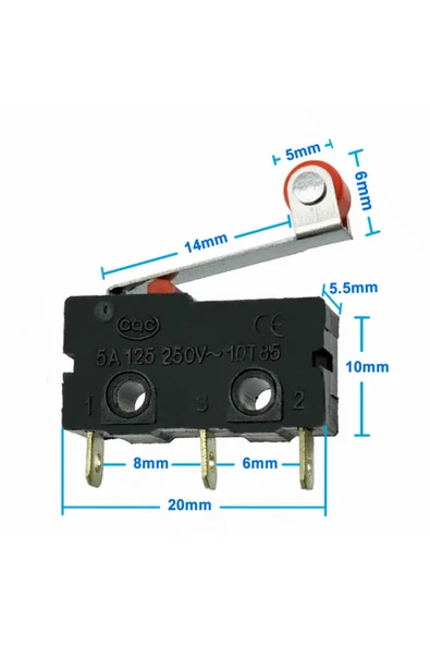 Makaralı Micro Switch Anahtar 5A Kw123 ürün görseli 1