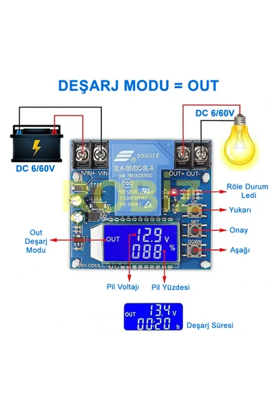 XY-CD63L 30A Pil Şarj Deşarj Modülü - Resim 3