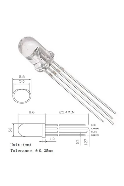 5mm Rgb Led Ortak Anot - Resim 7