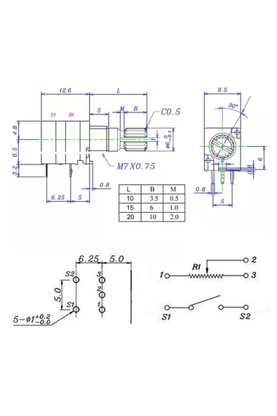 10kohm Pot B10K 5 Pin - Resim 8