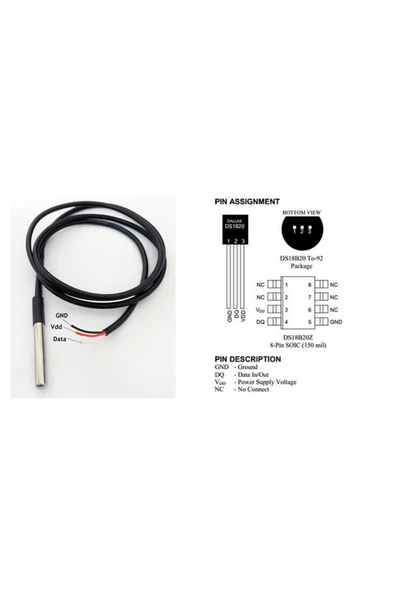 DS18B20 Kablolu Sensör 1 Metre - Resim 8