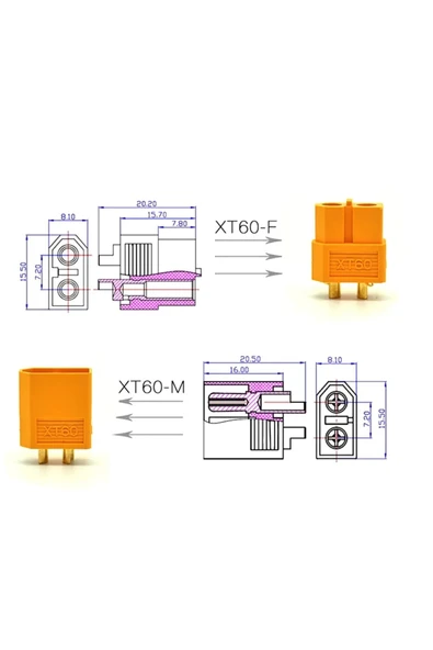 XT60 Konnektör Dişi Erkek Çift - Resim 8