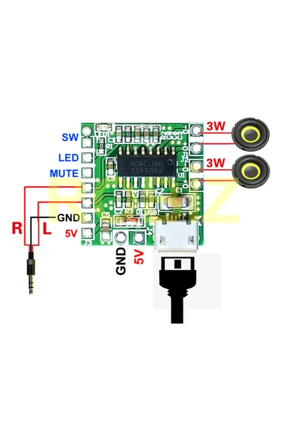 PAM8403 Modul Micro Usb Soketli ürün görseli 1
