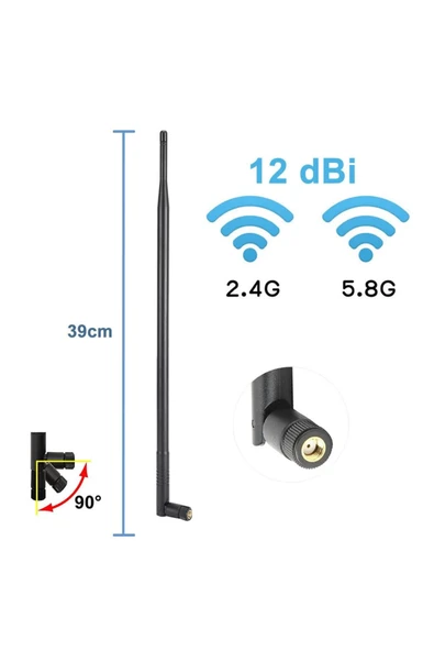 12dbi Anten 39cm RP Sma Erkek ürün görseli 1