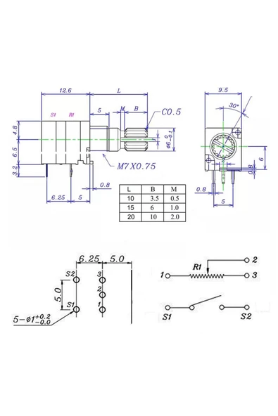 50kohm Pot B50K 5 Pin - Resim 8