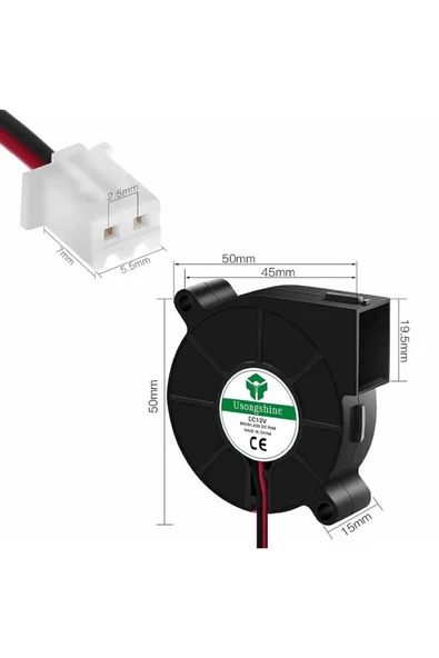 12V 5015 Salyangoz Fan - Resim 3