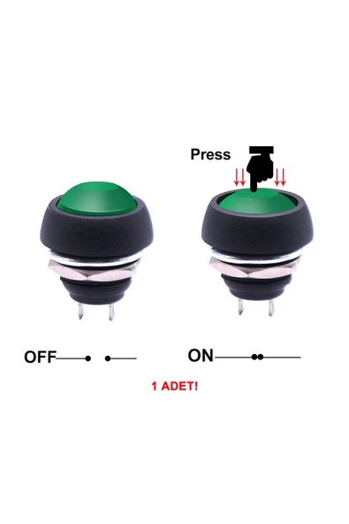 12mm PBS-33B Push Buton Yeşil - Resim 3