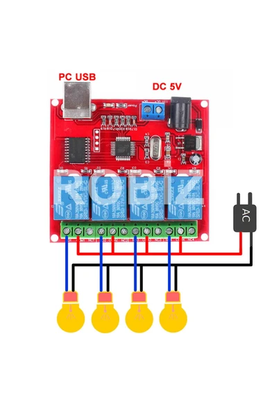 Usb Röle 5V 4 Kanal - Resim 5