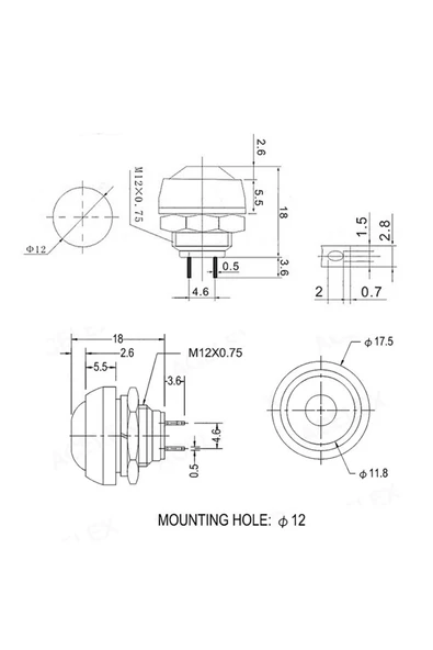 12mm PBS-33B Push Buton Yeşil - Resim 8