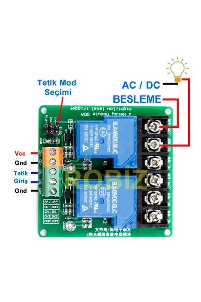 2 Kanal 5V 30A Röle Modül - Resim 5