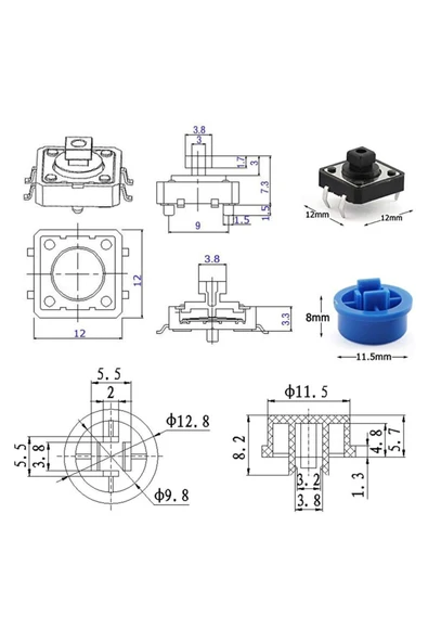 12x12mm Tact Buton Set 25 Adet - Resim 8