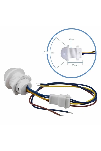 220V PIR Hareket Sensörü 25cm Kablolu - Resim 5