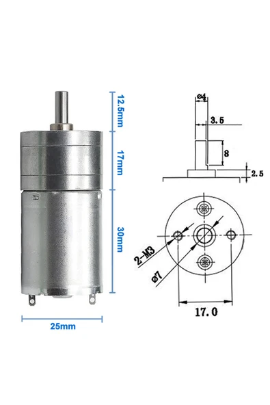 JGA25-370 600Rpm 12V - Resim 8