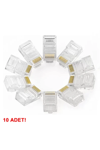 RJ45 8P8C Plug Soket 8 Pin 10 Adet ürün görseli 1