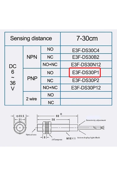 E3F-DS30P1 Pnp Sensör - Resim 8