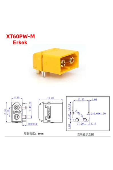 XT60PW Pcb Montaj Erkek Dişi Çift - Resim 7