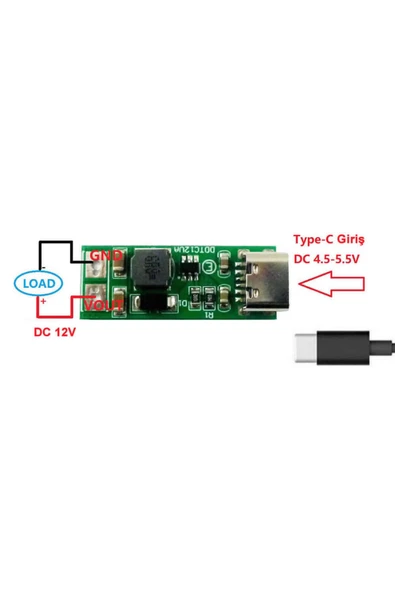 Type-C USB to 12V Boost Modül - Resim 2