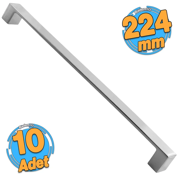 10 Adet Bihter Düz Mobilya Mutfak Dolabı Çekmece Dolap Kapak Kulpu Kulpları Kulbu Krom 224 Mm Metal ürün görseli 1
