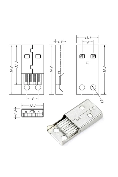 Kutulu Usb Type A Erkek Soket - Resim 8