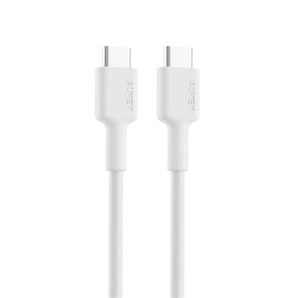 AUKEY CB-CD45-WH PD NAYLON ÖRGÜLÜ TYPE-C TYPE-C SARJ KABLOSU 0.9M ürün görseli 1