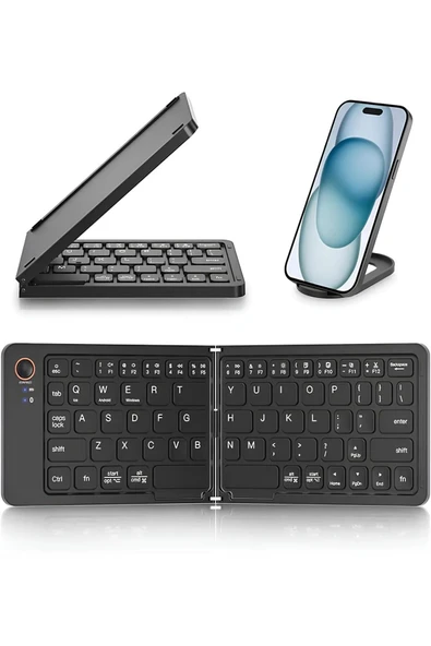 ASFAL Telefon Standı Hediyeli, Katlanabilir, Bluetooth Klavye, Kablosuz, Telefon ve Tablet Klavyesi ürün görseli 1