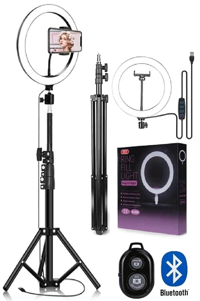 ASFAL Kumandalı Youtuber Selfie Led Işık Ve 210 Cm Tripod 10 Inç(26 Cm) Kuaför Makyaj Işığı Tiktok Işığı ürün görseli 1