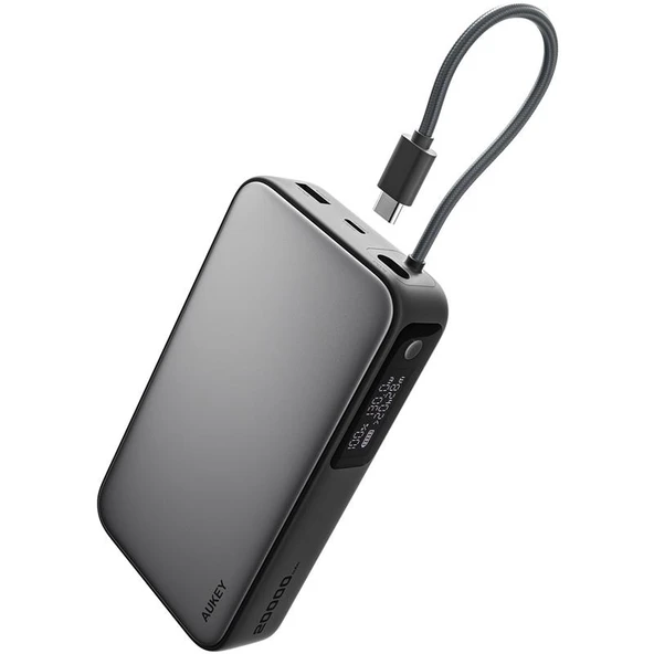 AUKEY PB-Y48-GY 100W 20000 MAH PD DAHILI TYPE-C KABLOLU POWERBANK ürün görseli 1
