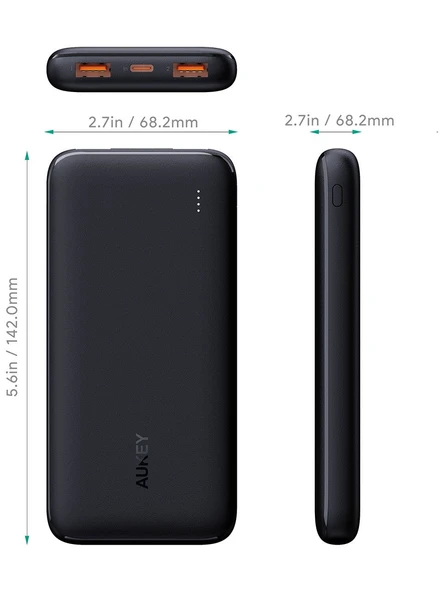 AUKEY PB-N73-BK 15W 10000 MAH TYPE-C INCE POWERBANK ürün görseli 1