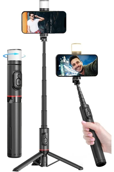ASFAL Taşınabilir, 3 Renk Işıklı Uzaktan Kumandalı 76 Cm Tripod, Özçekim Ve Selfie Çubuğu ürün görseli 1