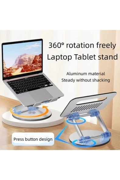ASFAL 30 Kg Taşıma Kapasiteli, 17' Uyumlu, 360° Dönen Masaüstü Metal Laptop ve Tablet Standı Laptop Tutucu ürün görseli 1