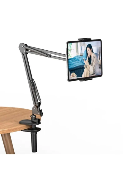 ASFAL 12.9 inç Uyumlu 360 Derece Dönebilen Ayarlanabilir Metal Masaüstü Telefon ve Tablet Standı ürün görseli 1